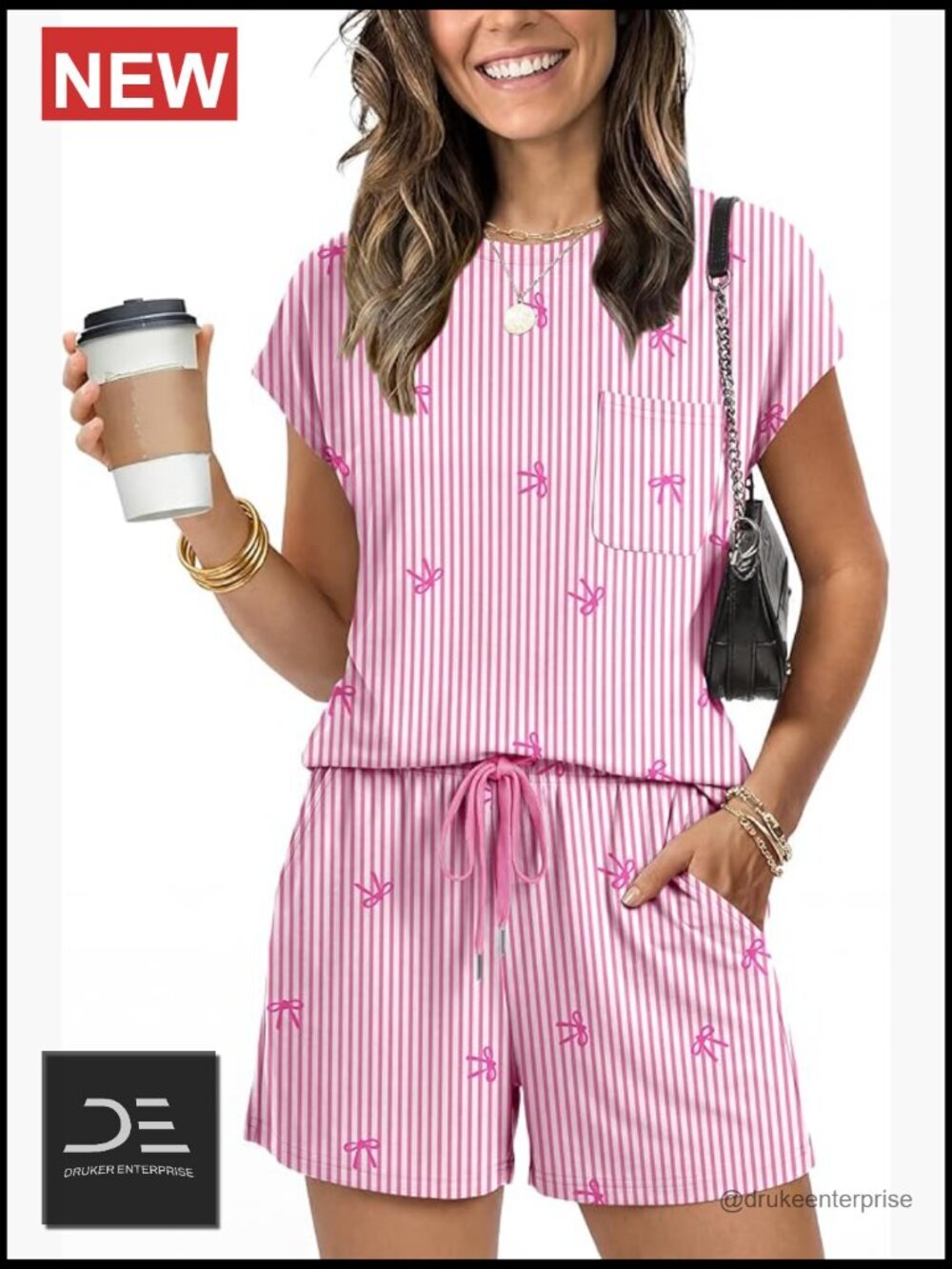 Cap Sleeve Two Piece Lounge Set with Pockets, Soft & Breathable